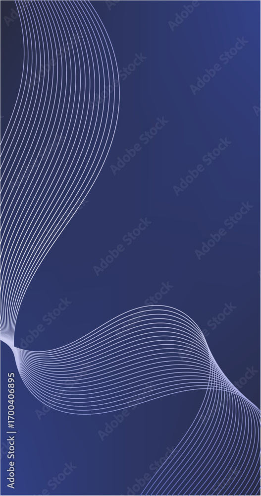 Poster abstract blue gradient background with white curve lines