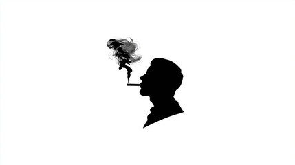 Man Smoking Silhouette for Lifestyle, Portrait and Vintage Themes