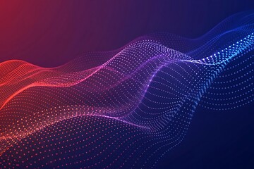 Abstract flowing wave of colorful particles on a dark background