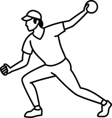 Cricket player action silhouette isolated on white background isolated on transparent background