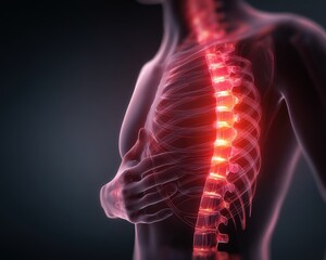 Detailed illustration of a human spine highlighting the bones and nerves, emphasizing human anatomy and health.