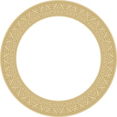 Vector round gold border, frame, Pompeii ring. Circle Neopolitan ornament. Art of Ancient Rome.
