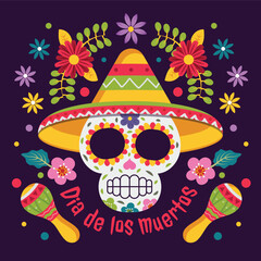 Halloween Dia de los muertos or Day of The Dead Illustration