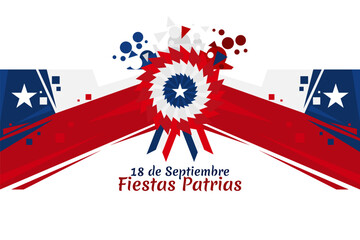 Translate: September 18, National holiday. Happy Independence day of Chile vector illustration. Suitable for greeting card, poster and banner.