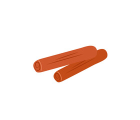 Simple Cinnamon sticks isolated on white background. Vector illustration. Aromatic Christmas, winter and autumn spice