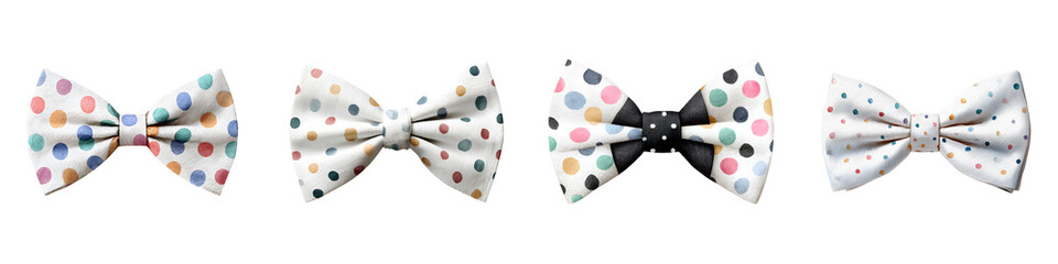 Polka Dot Bow Ties: Fashionable Accessories on White Background