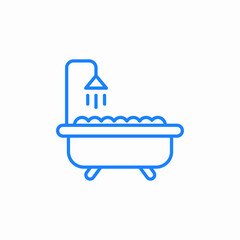 bathtub with shower and foam icon sign vector