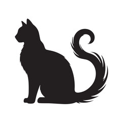 Black Black Cat Silhouette Vector Illustration design, Solid White Background
