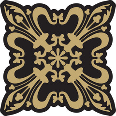 Vector gold with black gothic ornament. Medieval European art. Traditional patterns of Catholic cathedrals.

