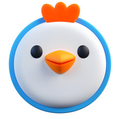 Happy Chicken face flat 3d icon