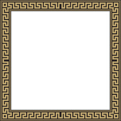 Vector gold and black classic Greek square ornament. Rectangle of Ancient Greece and Roman Empire. Byzantine painting of walls, floors and ceilings. Decoration of European palaces.
