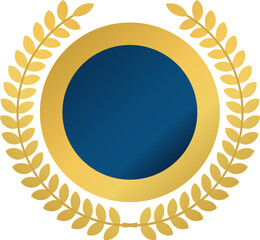 gold medal with blue ribbon