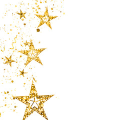 Abstract Illustration Of Golden Glitter Stars On Black Transparent Background