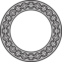 Vector black monochrome round classic renaissance ornament. Circle, ring, european border, revival style frame
