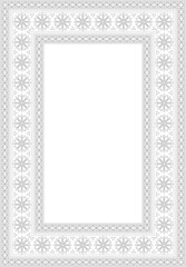 Vector square black contour ancient Russian ornament. Slavic rectangle, border, frame. Painting of the royal chambers.
