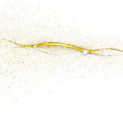 Abstract Illustration of Golden Glittering Stream On Transparent Background