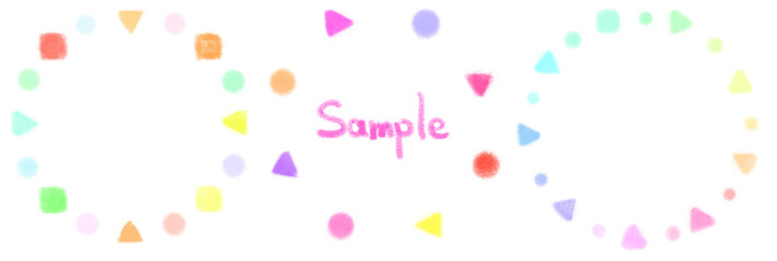 ピンク系のタイトルを飾る円形のかわいい朱書きフレーム