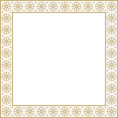 Vector square gold ancient Russian ornament. Slavic rectangle, border, frame. Painting of the royal chambers.
