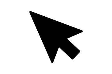 A black computer mouse cursor arrow isolated on transparent background