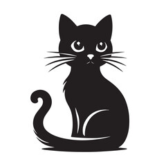 Black Black Cat Silhouette Vector Illustration design, Solid White Background