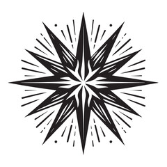 Black Bethlehem Star Silhouette Vector Illustration design, Solid White Background