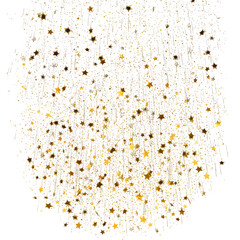 Abstract Illustration of Golden Stars Falling Against a Transparent Black Background