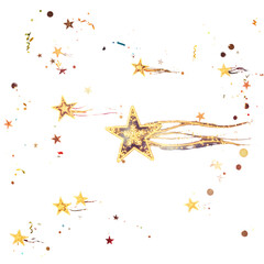 Abstract Illustration Of Golden Stars Sparkling On Transparent Background