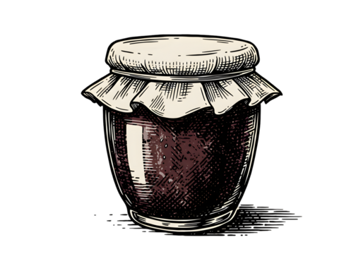 Illustration Of Jam Jar With Transparent Background And Vintage Style