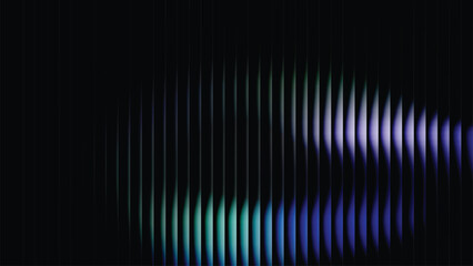 Cool ribbed glass background with a holographic light effect. 3d glass background, blue and green light effect.