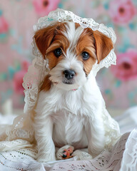 A Cute Dog You have never seen in Vintage Lace Dress.