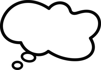Blank thought bubble cartoon illustration, empty comic cloud shape with small circles, thinking or idea concept, vector template for text, flat design