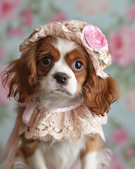 A Cute Dog You have never seen in Vintage Lace Dress.