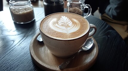 Latte art coffee cup beverage