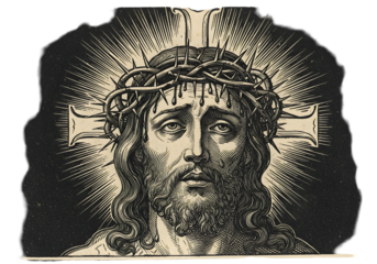 Illustration Of Jesus Christ Portrait With Crown Of Thorns And Cross