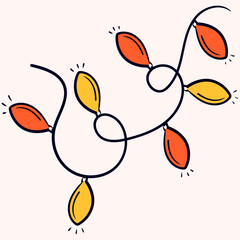 Christmas lights. Doodle colorful garland decoration symbol. Vector illustration.