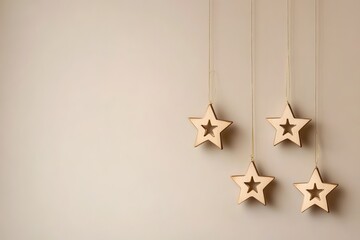 Christmas stars holiday ornaments with metallic decoration and festive hanging in elegant design with minimalist decor golden stars and silver stars
