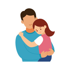 Obraz premium Father Hugging Daughter Keywords: father, daughter, dad, parent, family, hug, embrace, love