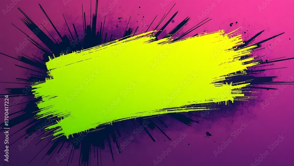 Poster abstract background with a vibrant lime green brush stroke. an artistic and modern design with a tex