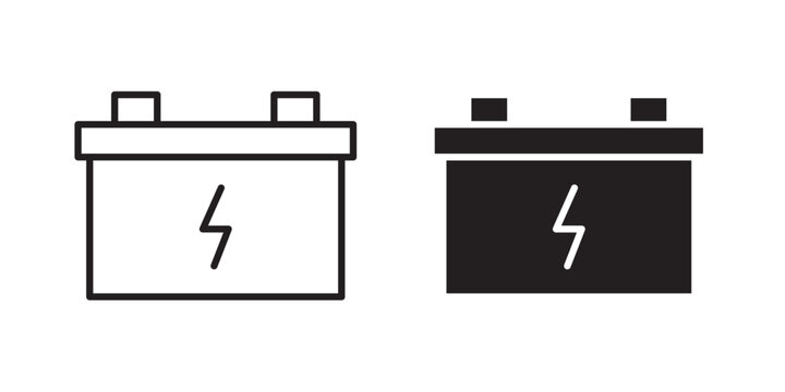 Battery icon. Vector illustration with stroke and fill on a white background.