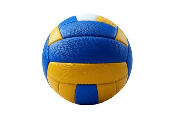 Close up high quality image of a blue and yellow volleyball isolated on black background