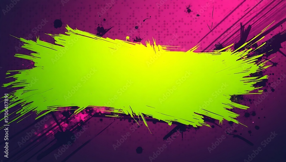 Poster abstract background with a vibrant lime green brush stroke. an artistic and modern design with a tex