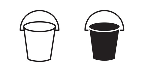 Bucket icon. Vector illustration with stroke and fill on a white background.