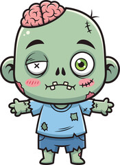Obraz premium Cute zombie cartoon character illustration perfect for Halloween and spooky designs