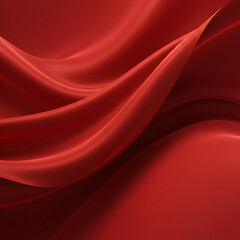 Abstract Illustration Of Red Silk Fabric With Smooth Waves And Elegant Texture