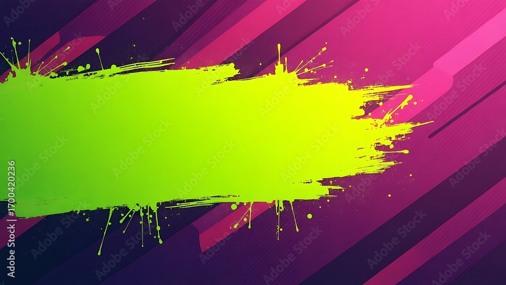 Poster abstract background with a vibrant lime green brush stroke. an artistic and modern design with a tex