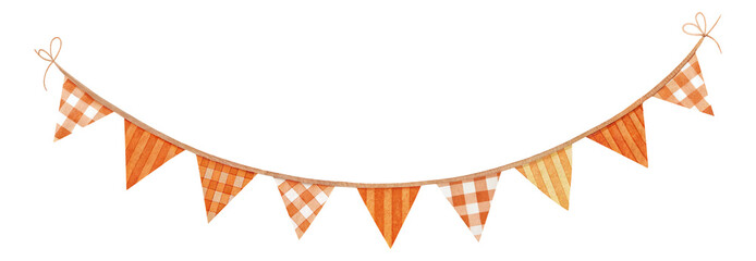 Watercolor Fall Bunting Clipart – Autumn Banner PNG for Party & Decor