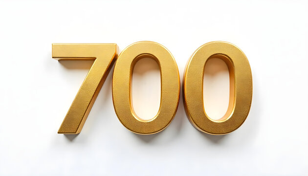 700 made of gold metal isolated on white background