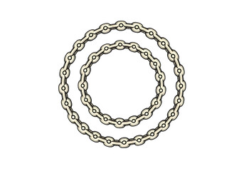 Abstract Illustration of Two Beige Circular Ornaments Against Black Background