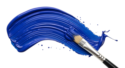 Blue paint texture is stroked with a brush, isolated on black, perfect for artistic background, web design, or creative branding projects.