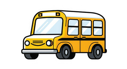 Bright yellow school bus icon smiling front view ideal for transportation education and children's content seamlessly integrates into digital projects transparent background